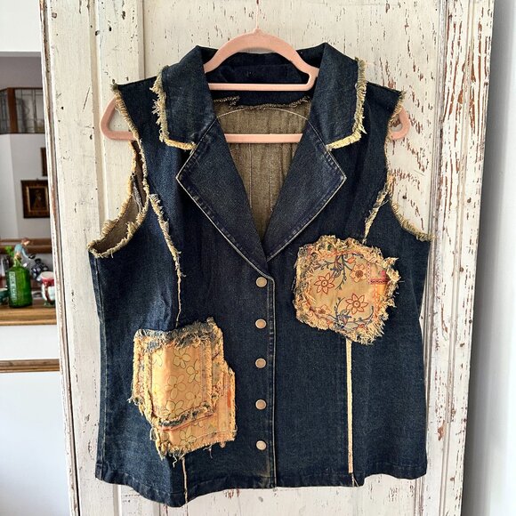 New Boutique Brand Denim Vest with Peace Patch (similar to POL, Easel) - Picture 8 of 12